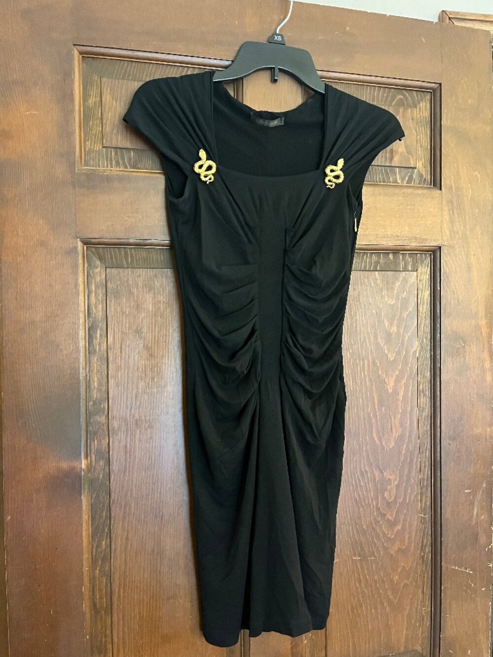 Roberto Cavalli Black Bodycon Dress with Gold Snake Hardware. Size IT 38 (2-4)